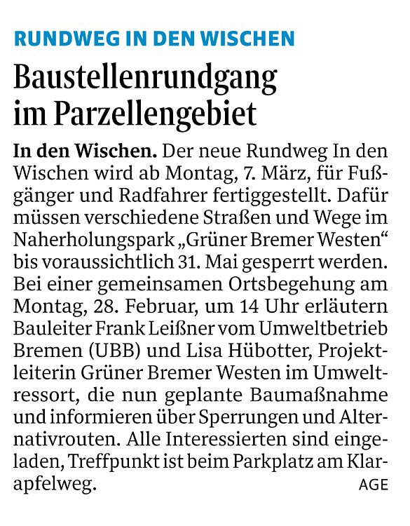 Baustellenrundgang beim Rundweg In den Wischen - WK 17.02.2022